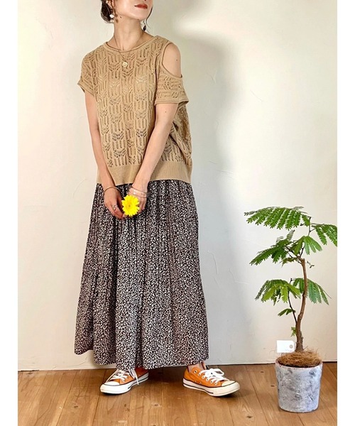Green Parks(グリーンパークス)の「☆remi☆ プロデュースアイテム 透かし編み綿混ニットベスト(ベスト・レディース・ベージュ/オフホワイト/オレンジ・FREE)」の10枚目の写真