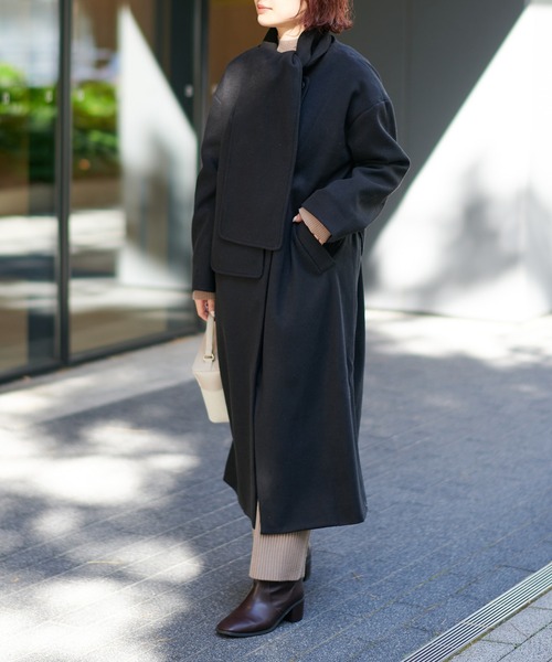 natural couture（ナチュラルクチュール）の「2022AWアイテム/マフラー付きレディコート（その他アウター・レディース・ブラック/ベージュ/ピンク/アイボリー/その他1・FREE）」の3枚目の写真