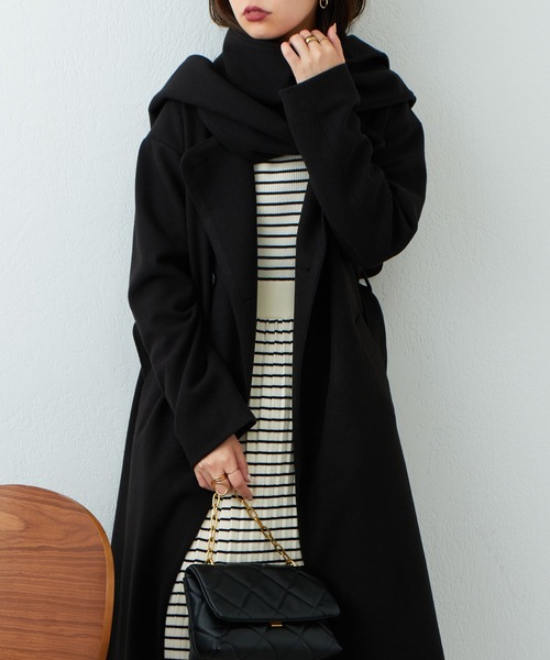 natural couture（ナチュラルクチュール）の「2022AWアイテム/マフラー付きレディコート（その他アウター・レディース・ブラック/ベージュ/ピンク/アイボリー/その他1・FREE）」の6枚目の写真