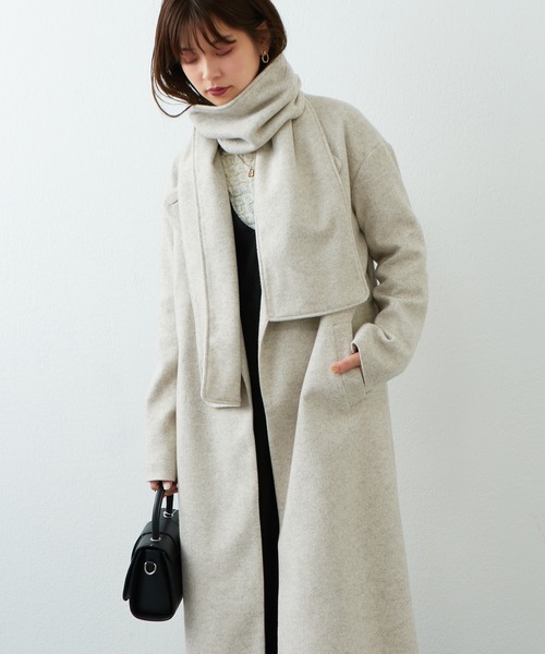 natural couture（ナチュラルクチュール）の「2022AWアイテム/マフラー付きレディコート（その他アウター・レディース・ブラック/ベージュ/ピンク/アイボリー/その他1・FREE）」の7枚目の写真