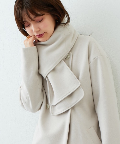 natural couture（ナチュラルクチュール）の「2022AWアイテム/マフラー付きレディコート（その他アウター・レディース・ブラック/ベージュ/ピンク/アイボリー/その他1・FREE）」の11枚目の写真