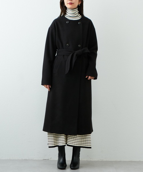 natural couture（ナチュラルクチュール）の「2022AWアイテム/マフラー付きレディコート（その他アウター・レディース・ブラック/ベージュ/ピンク/アイボリー/その他1・FREE）」の9枚目の写真