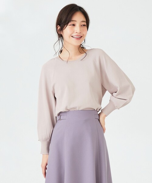 ANY SIS(エニィスィス)の「【洗える】タックポイント ニット(ニット/セーター・レディース・ライトグレー系/ダークグリーン系/ネイビー系/ふじ色系/レッド系・2)」の2枚目の写真
