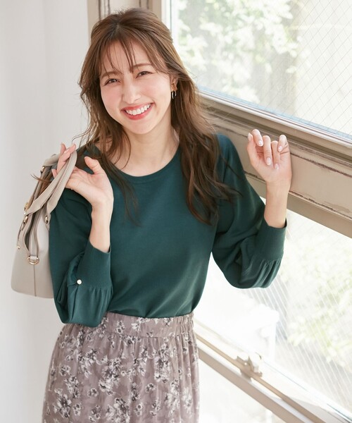ANY SIS(エニィスィス)の「【洗える】タックポイント ニット(ニット/セーター・レディース・ライトグレー系/ダークグリーン系/ネイビー系/ふじ色系/レッド系・2)」の3枚目の写真