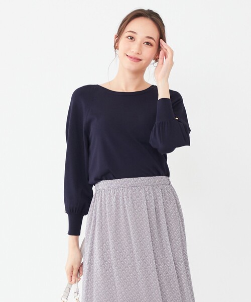 ANY SIS(エニィスィス)の「【洗える】タックポイント ニット(ニット/セーター・レディース・ライトグレー系/ダークグリーン系/ネイビー系/ふじ色系/レッド系・2)」の4枚目の写真