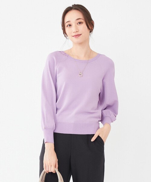 ANY SIS(エニィスィス)の「【洗える】タックポイント ニット(ニット/セーター・レディース・ライトグレー系/ダークグリーン系/ネイビー系/ふじ色系/レッド系・2)」の1枚目の写真