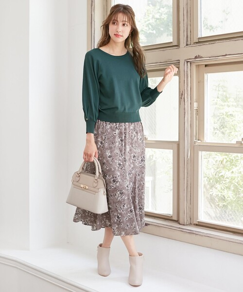 ANY SIS(エニィスィス)の「【洗える】タックポイント ニット(ニット/セーター・レディース・ライトグレー系/ダークグリーン系/ネイビー系/ふじ色系/レッド系・2)」の8枚目の写真