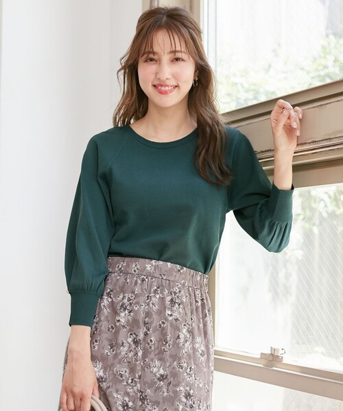 ANY SIS(エニィスィス)の「【洗える】タックポイント ニット(ニット/セーター・レディース・ライトグレー系/ダークグリーン系/ネイビー系/ふじ色系/レッド系・2)」の9枚目の写真