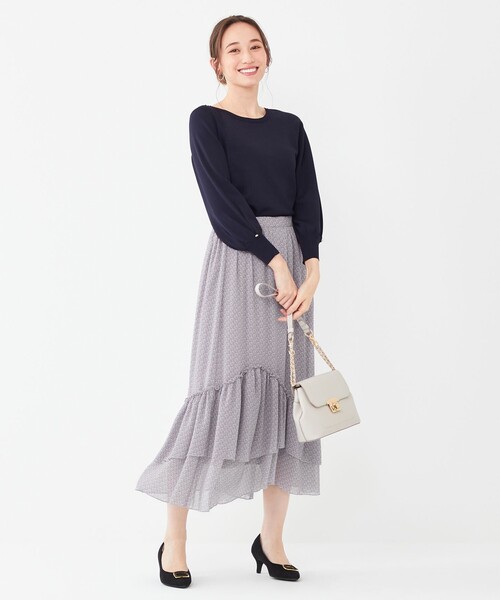 ANY SIS(エニィスィス)の「【洗える】タックポイント ニット(ニット/セーター・レディース・ライトグレー系/ダークグリーン系/ネイビー系/ふじ色系/レッド系・2)」の12枚目の写真