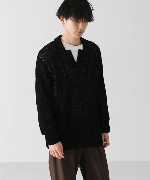 SENSE OF PLACE by URBAN RESEARCH(センスオブプレイスバイアーバンリサーチ)の「『ユニセックス』レースアミニットポロシャツ(ポロシャツ・メンズ・アイボリー/ブラック/オリーブ・MEDIUM/LARGE)」の11枚目の写真