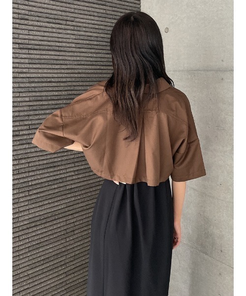 ENVYM（アンビー）の「エンブロイダリーショートＳＨ（Tシャツ/カットソー・レディース・ホワイト/ブラウン・FREE）」の4枚目の写真