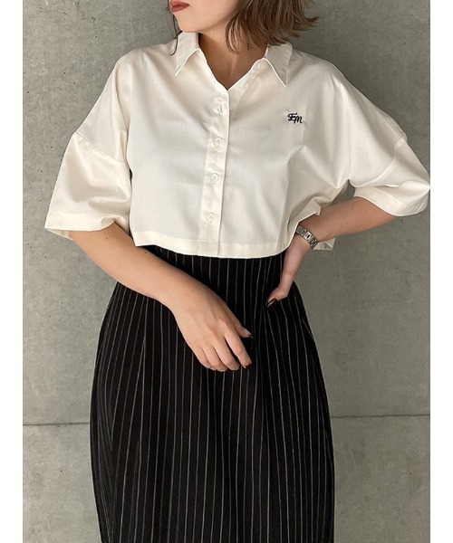 ENVYM（アンビー）の「エンブロイダリーショートＳＨ（Tシャツ/カットソー・レディース・ホワイト/ブラウン・FREE）」の9枚目の写真