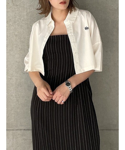 ENVYM（アンビー）の「エンブロイダリーショートＳＨ（Tシャツ/カットソー・レディース・ホワイト/ブラウン・FREE）」の12枚目の写真