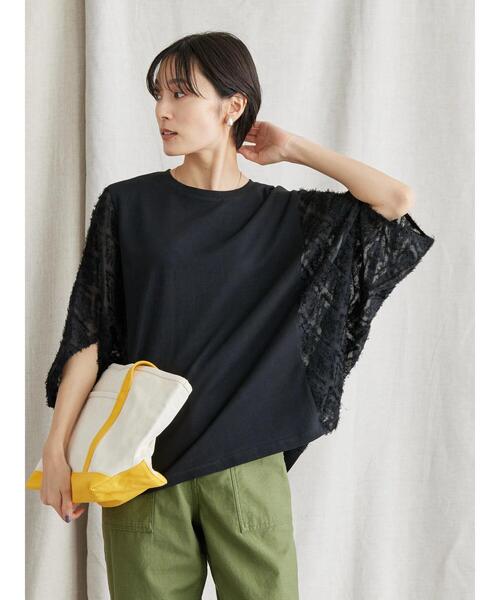 AMERICAN HOLIC(アメリカンホリック)の「異素材カットドルマンプルオーバー(Tシャツ/カットソー・レディース・ボルドー/ブラック・M/L)」の5枚目の写真