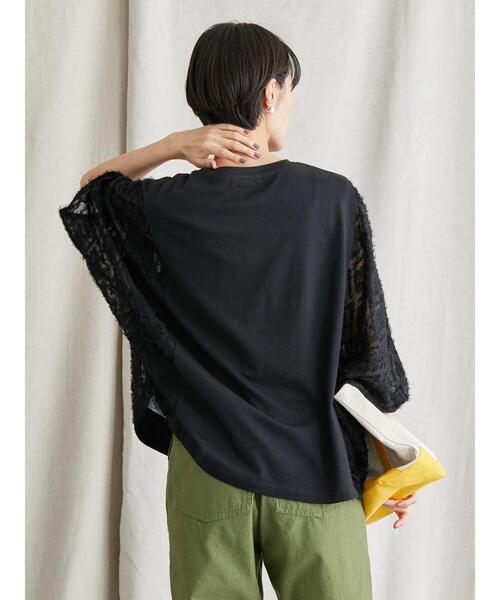 AMERICAN HOLIC(アメリカンホリック)の「異素材カットドルマンプルオーバー(Tシャツ/カットソー・レディース・ボルドー/ブラック・M/L)」の9枚目の写真