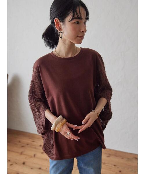 AMERICAN HOLIC(アメリカンホリック)の「異素材カットドルマンプルオーバー(Tシャツ/カットソー・レディース・ボルドー/ブラック・M/L)」の15枚目の写真