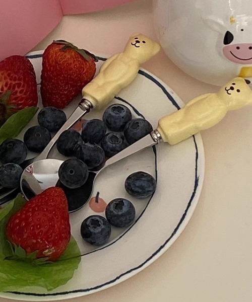 Made in I(メイドインアイ)の「ベアスプーン&フォークセット(カトラリー・レディース・ピンク/イエロー/ホワイト・FREE)」の2枚目の写真