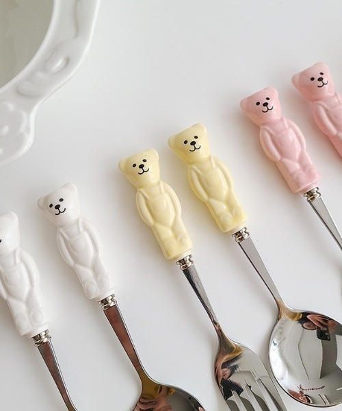 Made in I(メイドインアイ)の「ベアスプーン&フォークセット(カトラリー・レディース・ピンク/イエロー/ホワイト・FREE)」の22枚目の写真