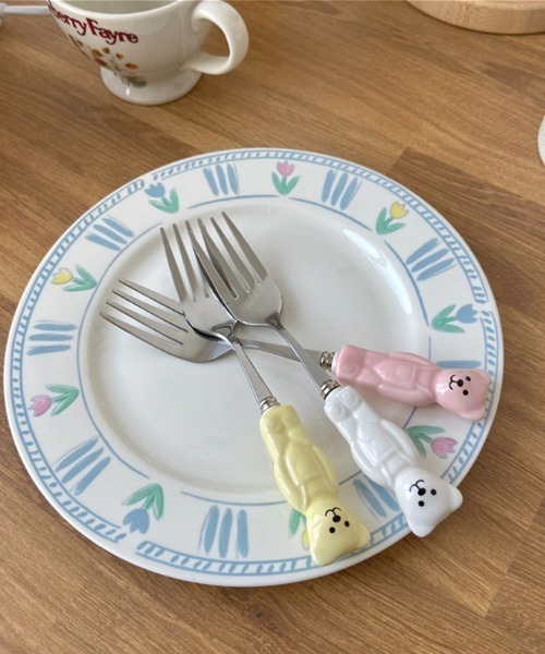 Made in I(メイドインアイ)の「ベアスプーン&フォークセット(カトラリー・レディース・ピンク/イエロー/ホワイト・FREE)」の20枚目の写真