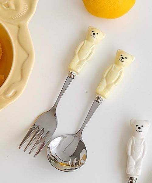 Made in I(メイドインアイ)の「ベアスプーン&フォークセット(カトラリー・レディース・ピンク/イエロー/ホワイト・FREE)」の6枚目の写真