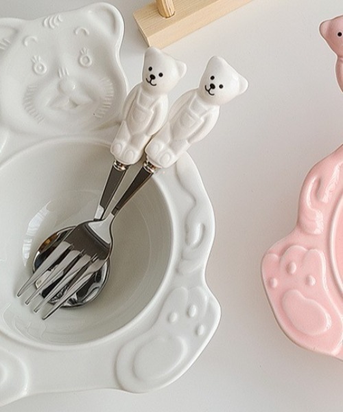 Made in I(メイドインアイ)の「ベアスプーン&フォークセット(カトラリー・レディース・ピンク/イエロー/ホワイト・FREE)」の5枚目の写真