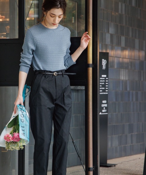 OPAQUE.CLIP（オペークドットクリップ）の「◆ケーブルニット【エクストラファインオーガニックコットン/WEB限定カラー】（ニット/セーター・レディース・ブルー/ライトグリーン/ブラウン系その他/ダークネイビー/ブラック系7/イエロー系7/ピンク系/ホワイト系・40/38/36）」の22枚目の写真