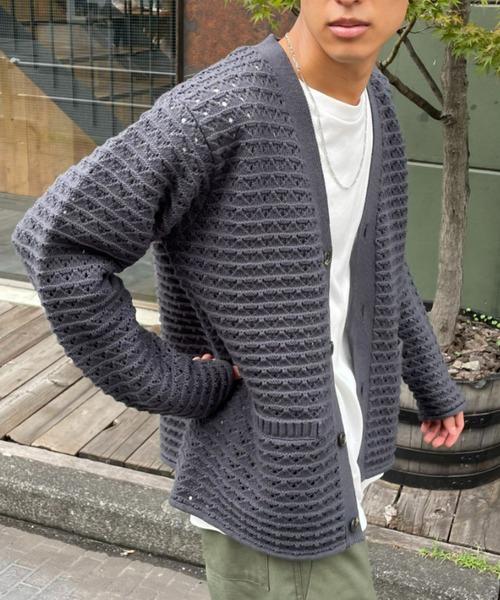 CIAOPANIC（チャオパニック）の「かぎ針カーディガン（カーディガン/ボレロ・メンズ・ブラック/ブラウン/グレー・MEDIUM/LARGE）」の4枚目の写真