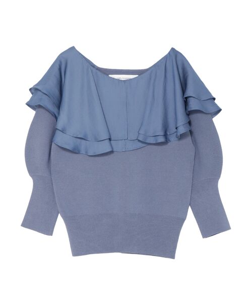 LAGUNAMOON（ラグナムーン）の「ラッフルカラーニットプルオーバー（ニット/セーター・レディース・アイボリー/ブラック/ブルー・FREE）」の3枚目の写真