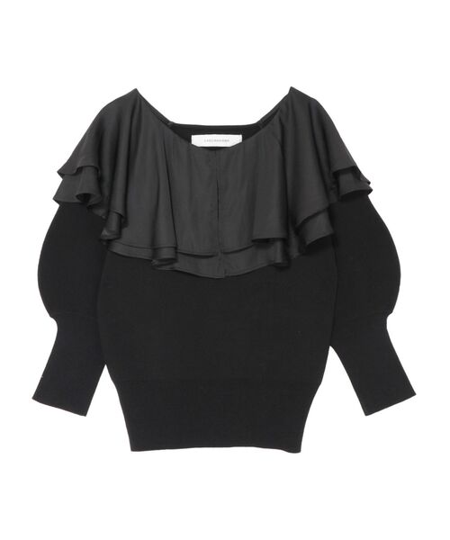 LAGUNAMOON（ラグナムーン）の「ラッフルカラーニットプルオーバー（ニット/セーター・レディース・アイボリー/ブラック/ブルー・FREE）」の2枚目の写真