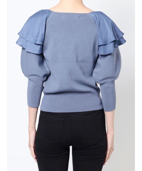 LAGUNAMOON（ラグナムーン）の「ラッフルカラーニットプルオーバー（ニット/セーター・レディース・アイボリー/ブラック/ブルー・FREE）」の11枚目の写真