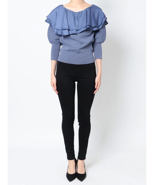 LAGUNAMOON（ラグナムーン）の「ラッフルカラーニットプルオーバー（ニット/セーター・レディース・アイボリー/ブラック/ブルー・FREE）」の9枚目の写真