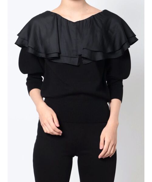 LAGUNAMOON（ラグナムーン）の「ラッフルカラーニットプルオーバー（ニット/セーター・レディース・アイボリー/ブラック/ブルー・FREE）」の12枚目の写真