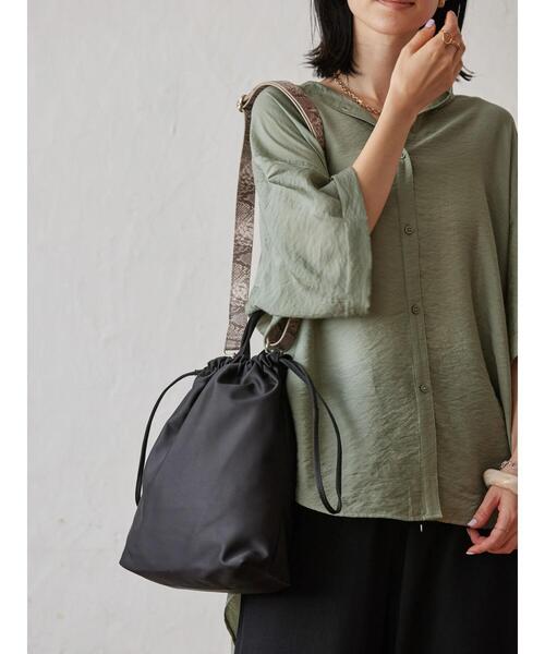 AMERICAN HOLIC（アメリカンホリック）の「パターンベルト巾着ショルダーバック（ショルダーバッグ・レディース・ベージュ/ボルドー/ブラック・FREE）」の8枚目の写真