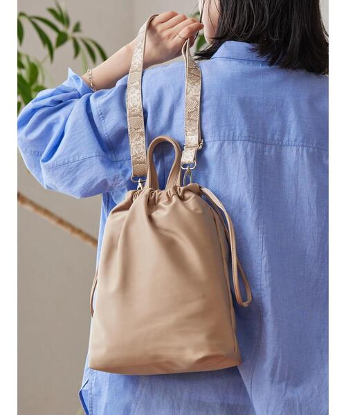 AMERICAN HOLIC（アメリカンホリック）の「パターンベルト巾着ショルダーバック（ショルダーバッグ・レディース・ベージュ/ボルドー/ブラック・FREE）」の13枚目の写真