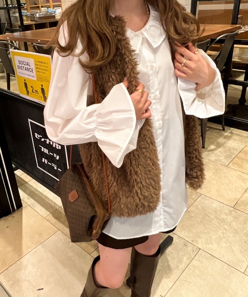 Ambre Ciel(アンブルシエル)の「フリル襟シャツ/【WEB/EC限定商品】(シャツ/ブラウス・レディース・ブラック/オフホワイト・FREE)」の9枚目の写真