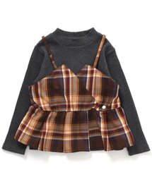 BREEZE | チェックビスチェ付きTシャツ(Tシャツ/カットソー)