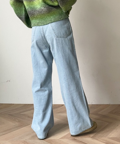 WEGO（ウィゴー）の「WEGO/ウエストフィットワイドストレートパンツ（デニムパンツ・レディース・ライトインディゴブルー・SMALL/MEDIUM/LARGE）」の7枚目の写真