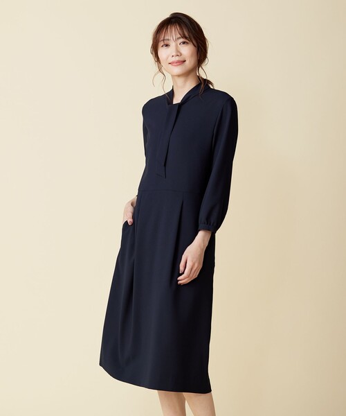 J.PRESS Ladies(J.プレス レディス)の「【洗える】ノルディス ジョーゼット ボウタイ ワンピース(ワンピース・レディース・ネイビー系/ブラック系・XS)」の2枚目の写真