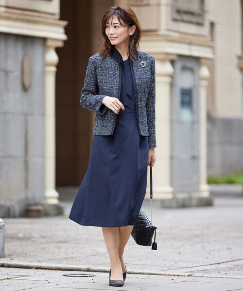 J.PRESS Ladies(J.プレス レディス)の「【洗える】ノルディス ジョーゼット ボウタイ ワンピース(ワンピース・レディース・ネイビー系/ブラック系・XS)」の4枚目の写真