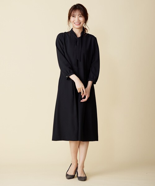 J.PRESS Ladies(J.プレス レディス)の「【洗える】ノルディス ジョーゼット ボウタイ ワンピース(ワンピース・レディース・ネイビー系/ブラック系・XS)」の5枚目の写真