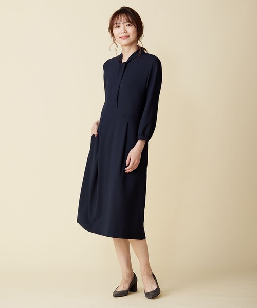 J.PRESS Ladies(J.プレス レディス)の「【洗える】ノルディス ジョーゼット ボウタイ ワンピース(ワンピース・レディース・ネイビー系/ブラック系・XS)」の7枚目の写真