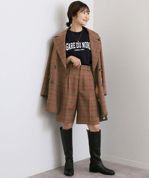 SLOBE IENA購入traditionalチェック柄ガウチョパンツS茶古着 SLOBE IENA購入traditionalチェック柄ガウチョパンツS茶古着