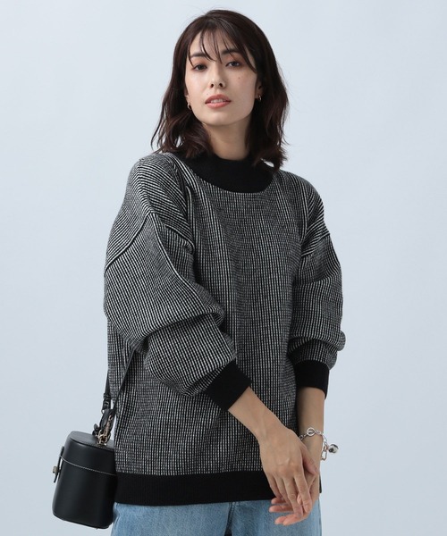 BAYFLOW(ベイフロー)の「ハイショクモックネックニットプルオーバー(ニット/セーター・レディース・ブラック/イエロー/ブルー・FREE)」の2枚目の写真