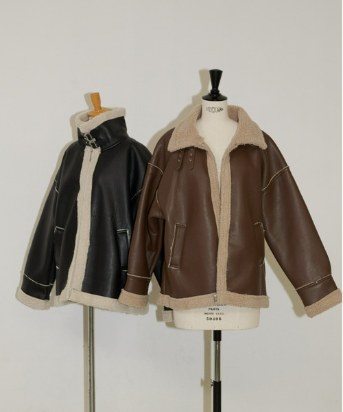 B-3 フライトジャケット ジップアップ レザー ブラウン ブルゾン 秋冬 AIC.（エーアイシー）の「フェイクレザーB3フライトジャケット