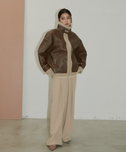 AIC.（エーアイシー）の「フェイクレザーB3フライトジャケット（ブルゾン・レディース・ブラック/ブラウン・FREE）」の3枚目の写真