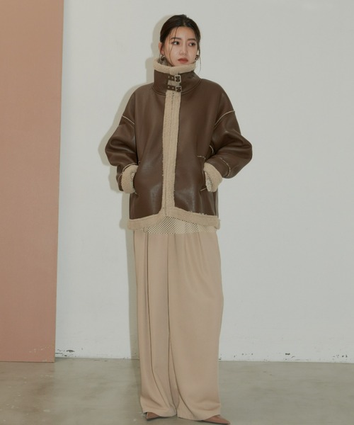 AIC.（エーアイシー）の「フェイクレザーB3フライトジャケット（ブルゾン・レディース・ブラック/ブラウン・FREE）」の4枚目の写真