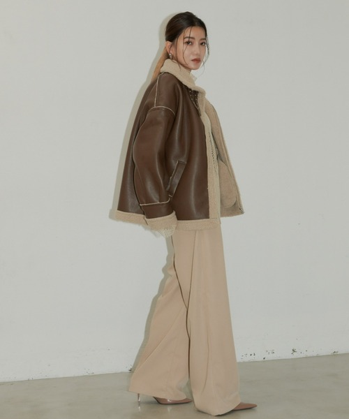 AIC.（エーアイシー）の「フェイクレザーB3フライトジャケット（ブルゾン・レディース・ブラック/ブラウン・FREE）」の8枚目の写真