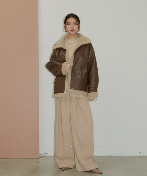 AIC.（エーアイシー）の「フェイクレザーB3フライトジャケット（ブルゾン・レディース・ブラック/ブラウン・FREE）」の10枚目の写真