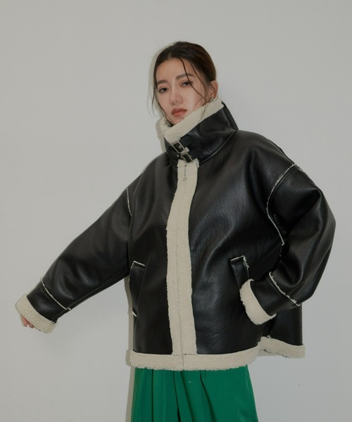 AIC.（エーアイシー）の「フェイクレザーB3フライトジャケット（ブルゾン・レディース・ブラック/ブラウン・FREE）」の22枚目の写真