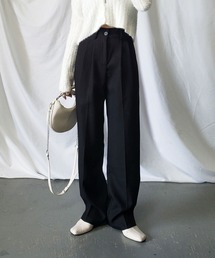 me+em select | 【 人気スラックスが秋冬素材で新登場！ 】太ベルトハイウエストツイードタックスラックス(スラックス)